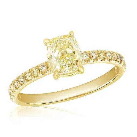 14k Gold Fancy Cut Yellow Diamond Ring
