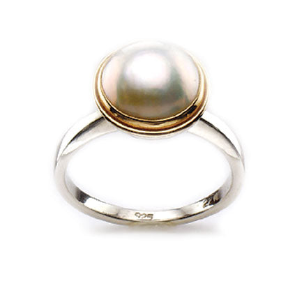 Sterling Silver & 18k Gold Pear Ring