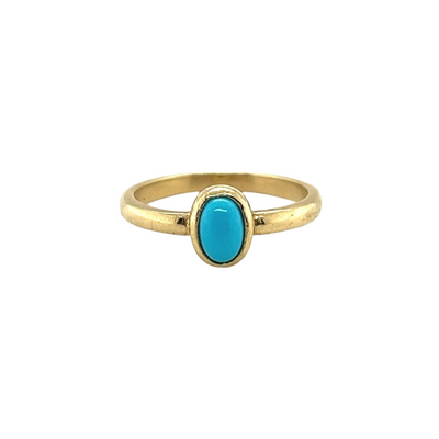 14k Gold Oval Turquoise Ring