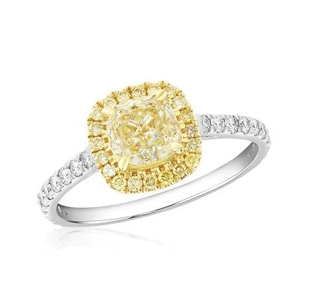 14k White and Yellow Gold Yellow Diamond Ring