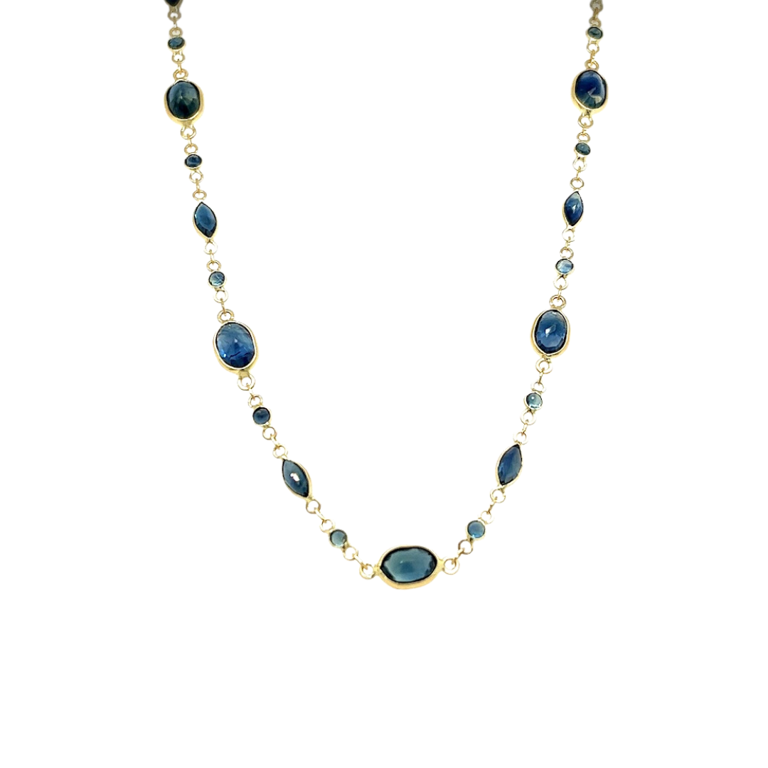 18k Gold 11.77ctw Blue Sapphire Necklace
