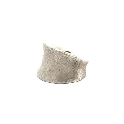 Sterling Silver Textured Half Pipe Ring