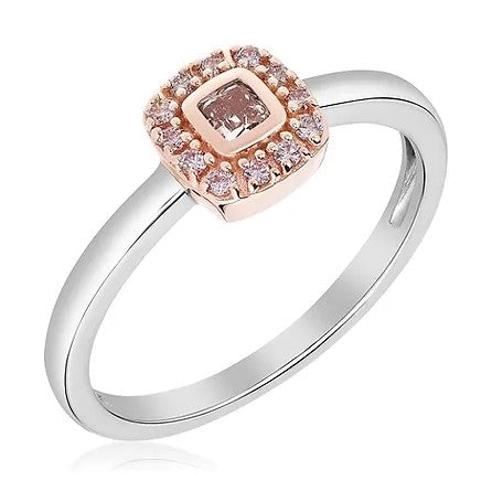 14k Rose and White Gold Pink Diamond Ring