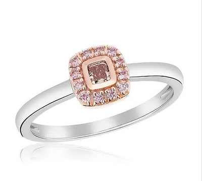 14k Rose and White Gold Pink Diamond Ring