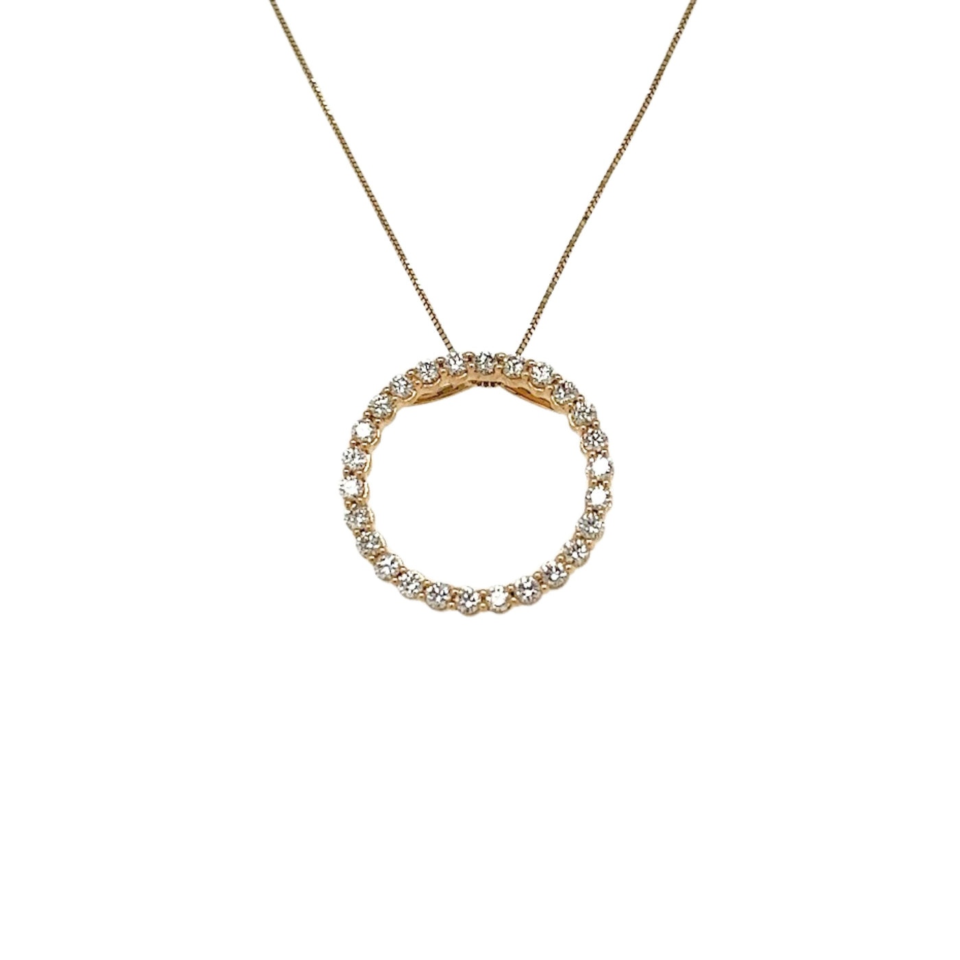 14k Gold 0.75ctw Diamond Circle Necklace