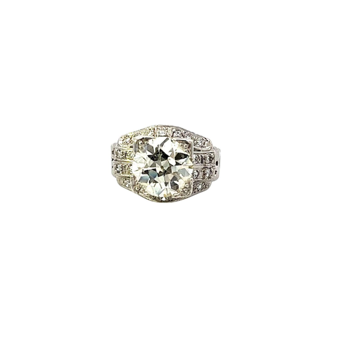 Platinum Estate 2.85ct European Cut Diamond Ring