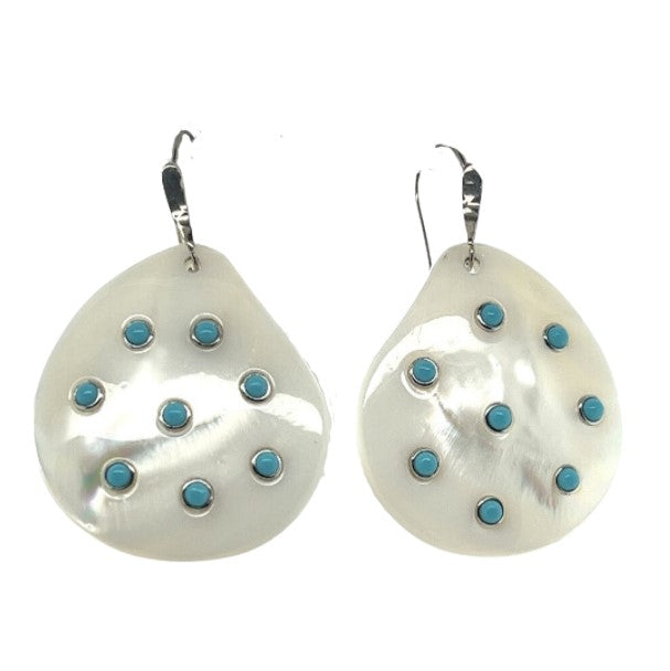 Sterling Silver Mother of Pearl Turquoise Earrings