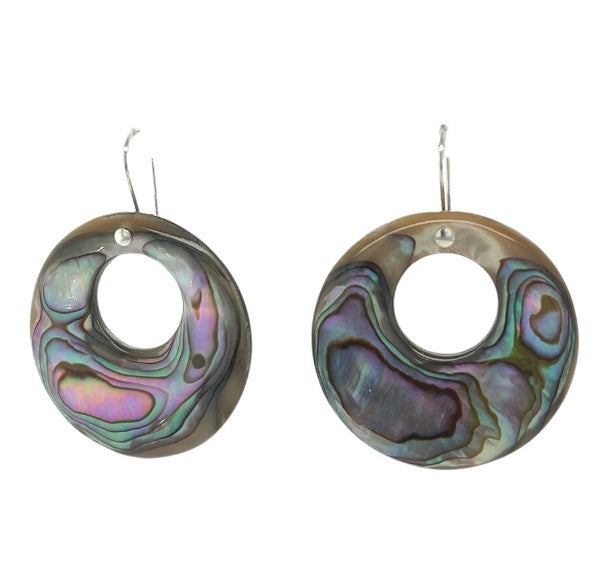 Sterling Silver Small Abalone Hoop Earring