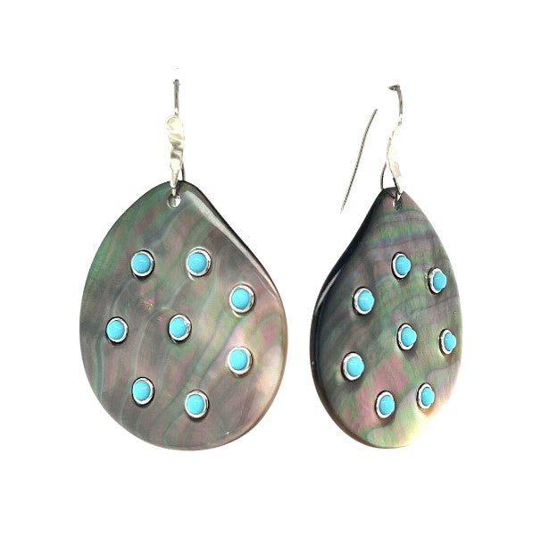 Black Mother of Pearl & Turquoise Earring