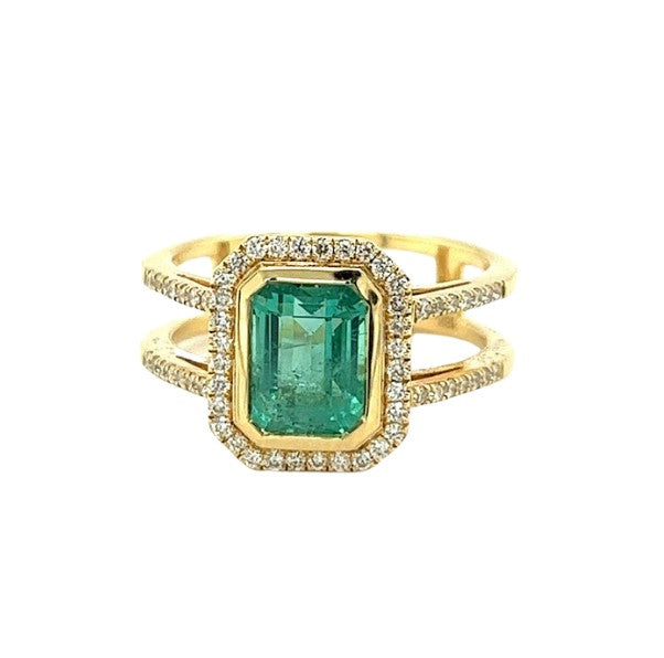 18k Emerald + Diamond Ring