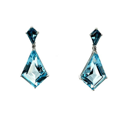 18k Blue Topaz & Diamond Earrings