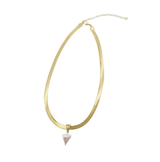 14k Gold Plated Stainless Steel & Freshwater Pearl Necklace