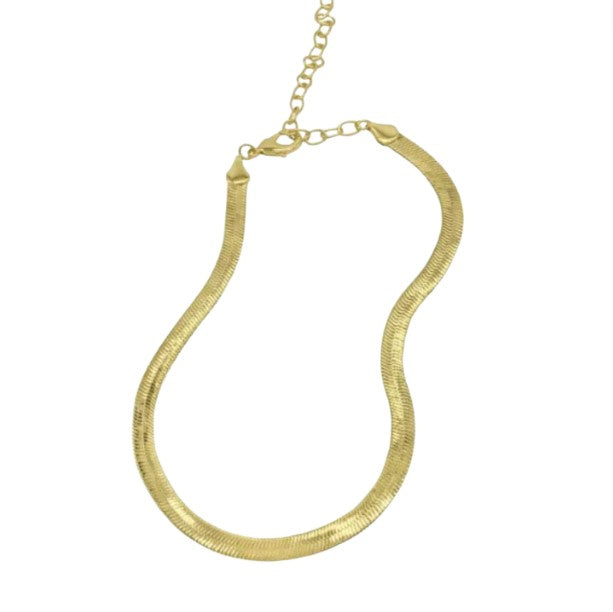 14k Gold Plated Stainless Steel Herringbone Chain Necklace
