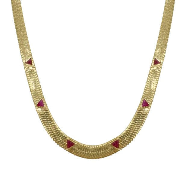 14k Gold Plated Stainless Steel & 3ct Ruby Necklace