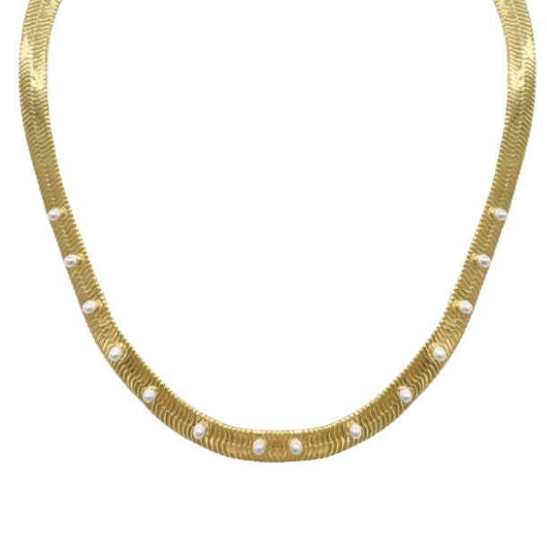 14k Gold Plated Stainless Steel & Freshwater Pearl Necklace