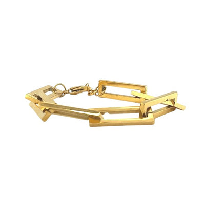 Gold Plated Oversized Paper Clip Chain Bracelet