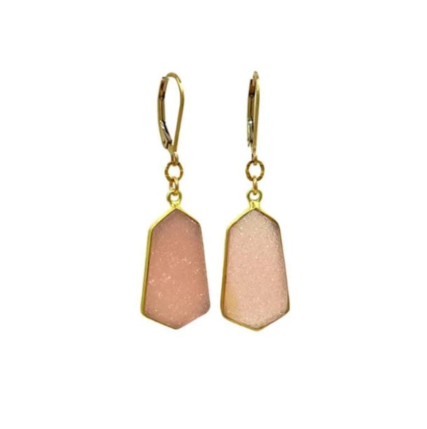 14k Gold Filled Pink Druzy Earrings