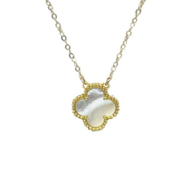 18k Gold Filled Mother of Pearl Clover Necklace