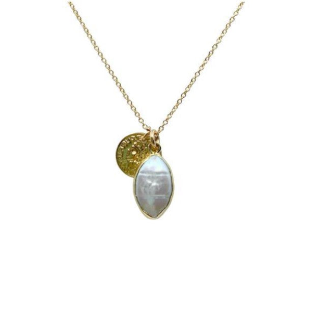 18k Gold Filled Pearl Charm Necklace