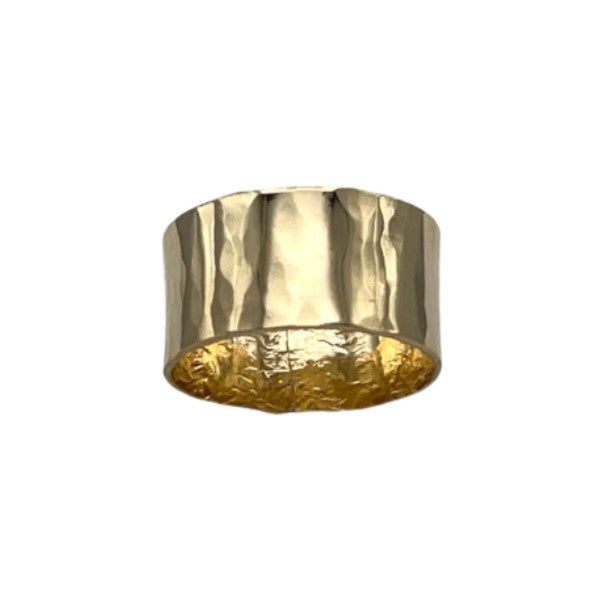 14k Gold Filled Hammered Wide Ring