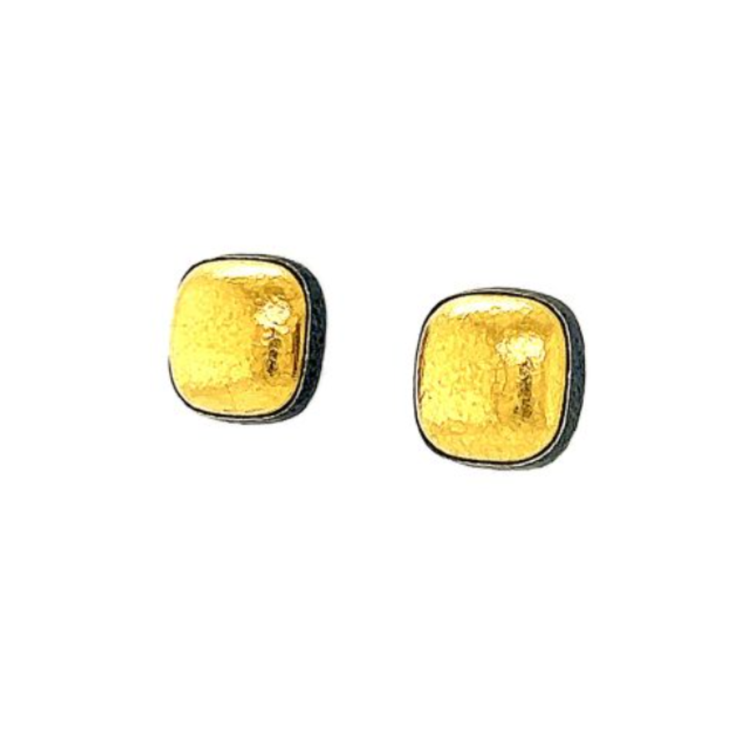 24k Gold and Sterling Silver Square Studs