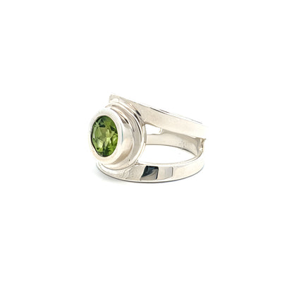 Sterling Silver 0.50ct Peridot Half Pipe Halo Ring