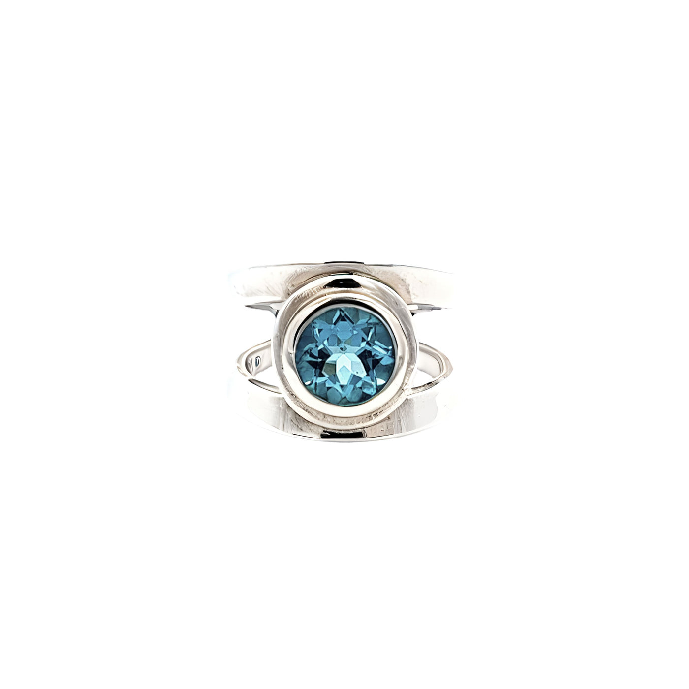 Sterling Silver 0.50ct Blue Topaz Half Pipe Halo Ring