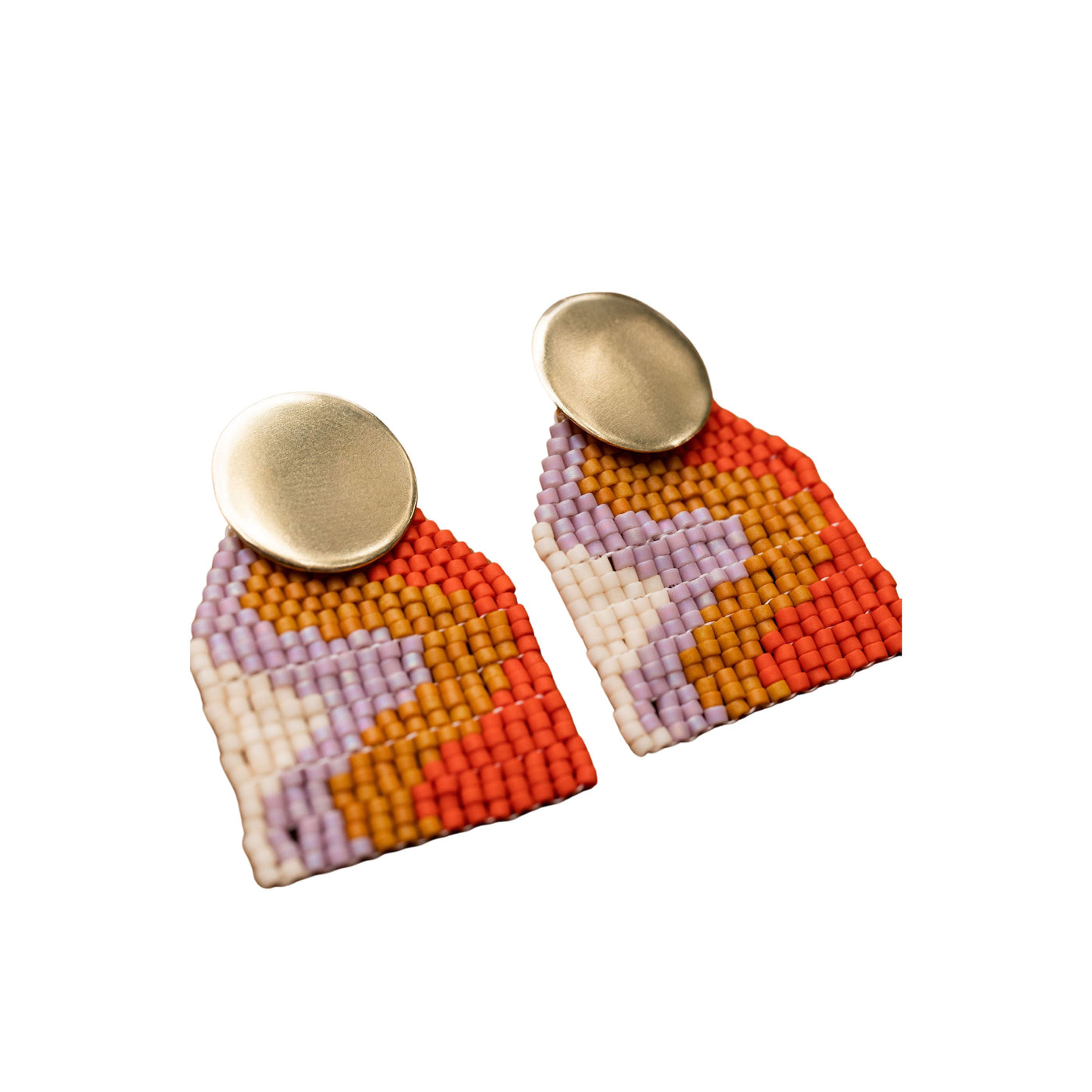 Brass Earthen Mini Wave Beaded Earrings