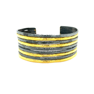 24k Gold and Sterling Silver Striped Cuff