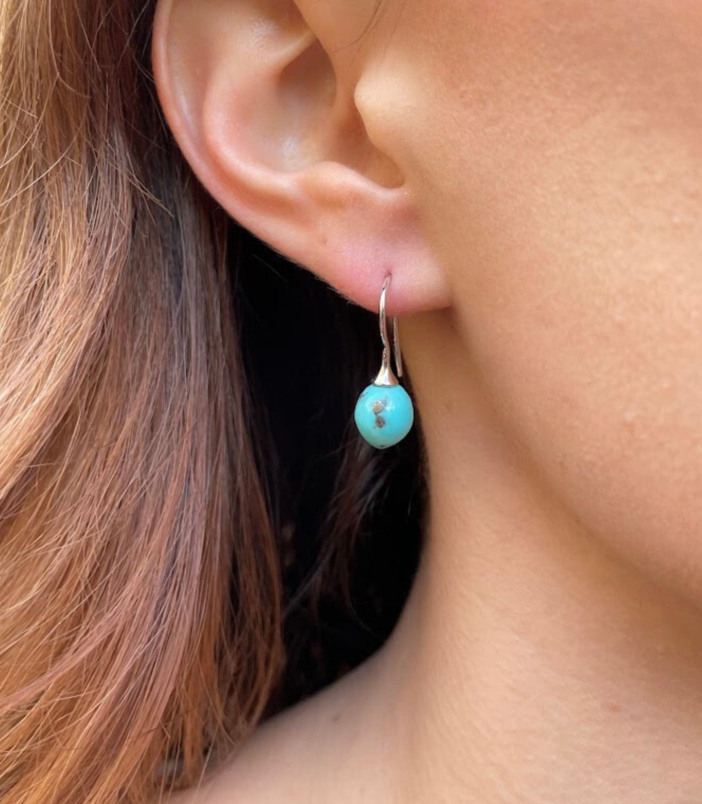 Sterling Silver Turquoise Ball Drop Earrings