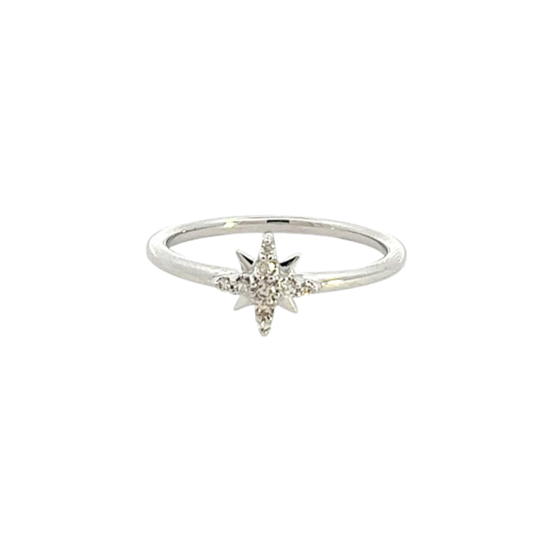 10k Gold 0.08ctw Diamond Stackable Star Petite Ring
