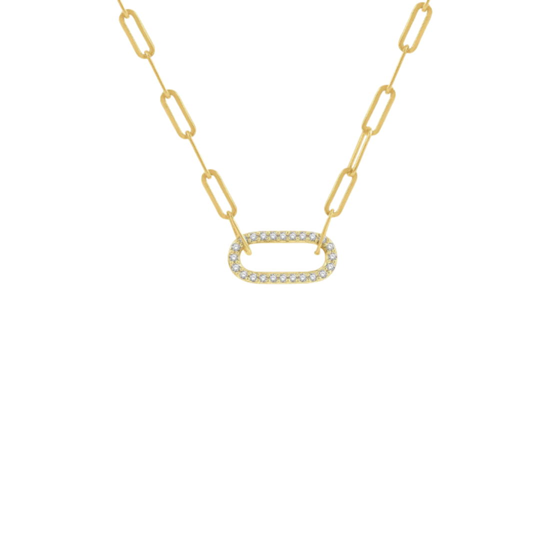 14k Gold 0.25ctw Diamond Paperclip Necklace