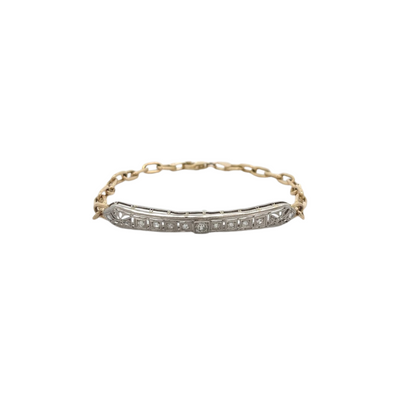Platinum & 14k Gold 0.50ctw Diamond ID Bracelet