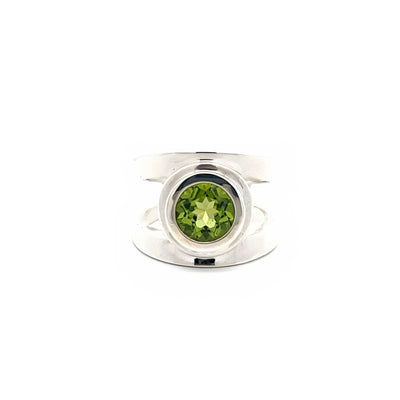 Sterling Silver 0.50ct Peridot Half Pipe Halo Ring