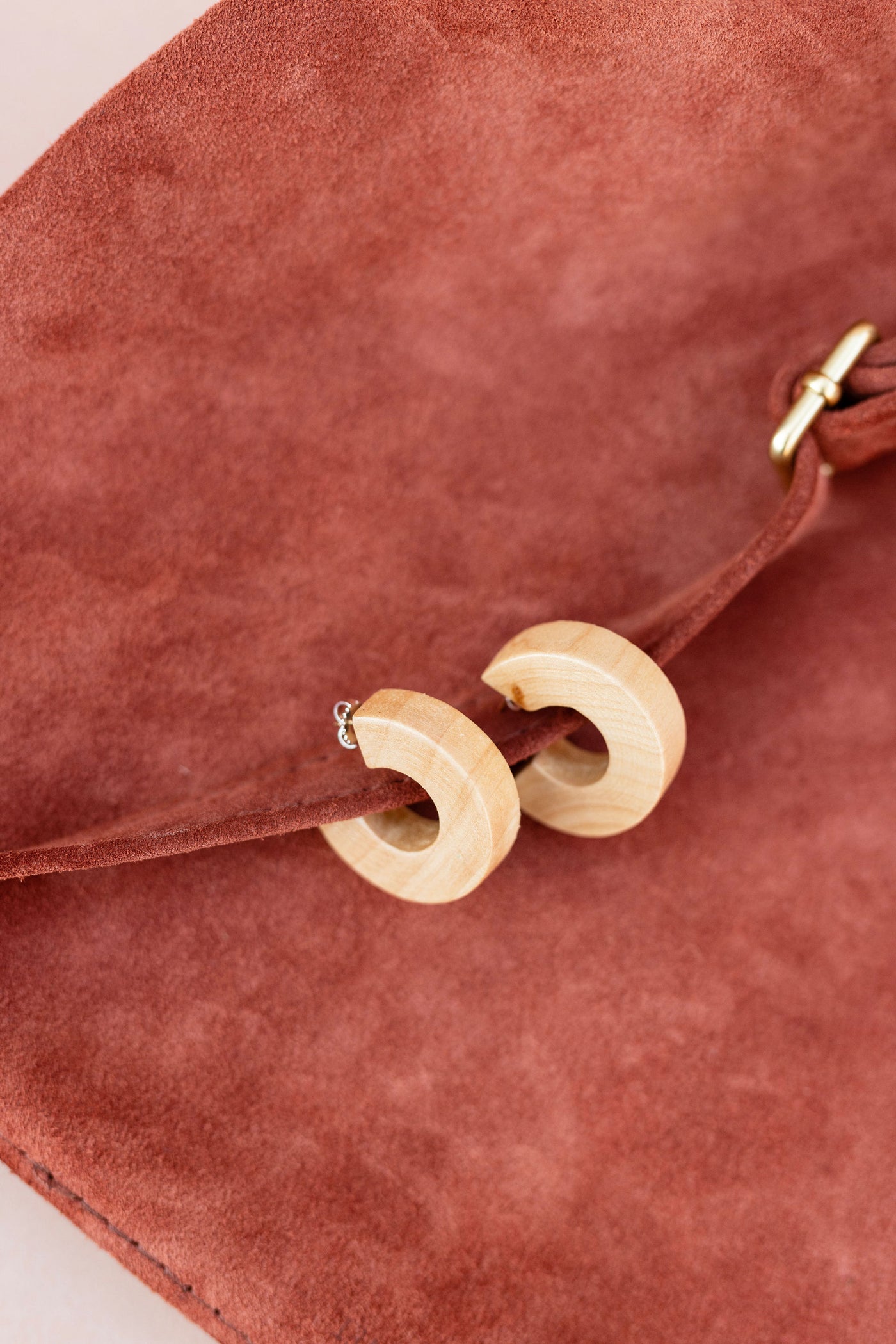 14k Gold Filled Pine Wood Chunky Hoop Earrings
