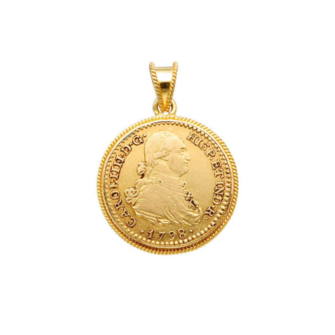18k Yellow Gold Spanish Coin Pendant