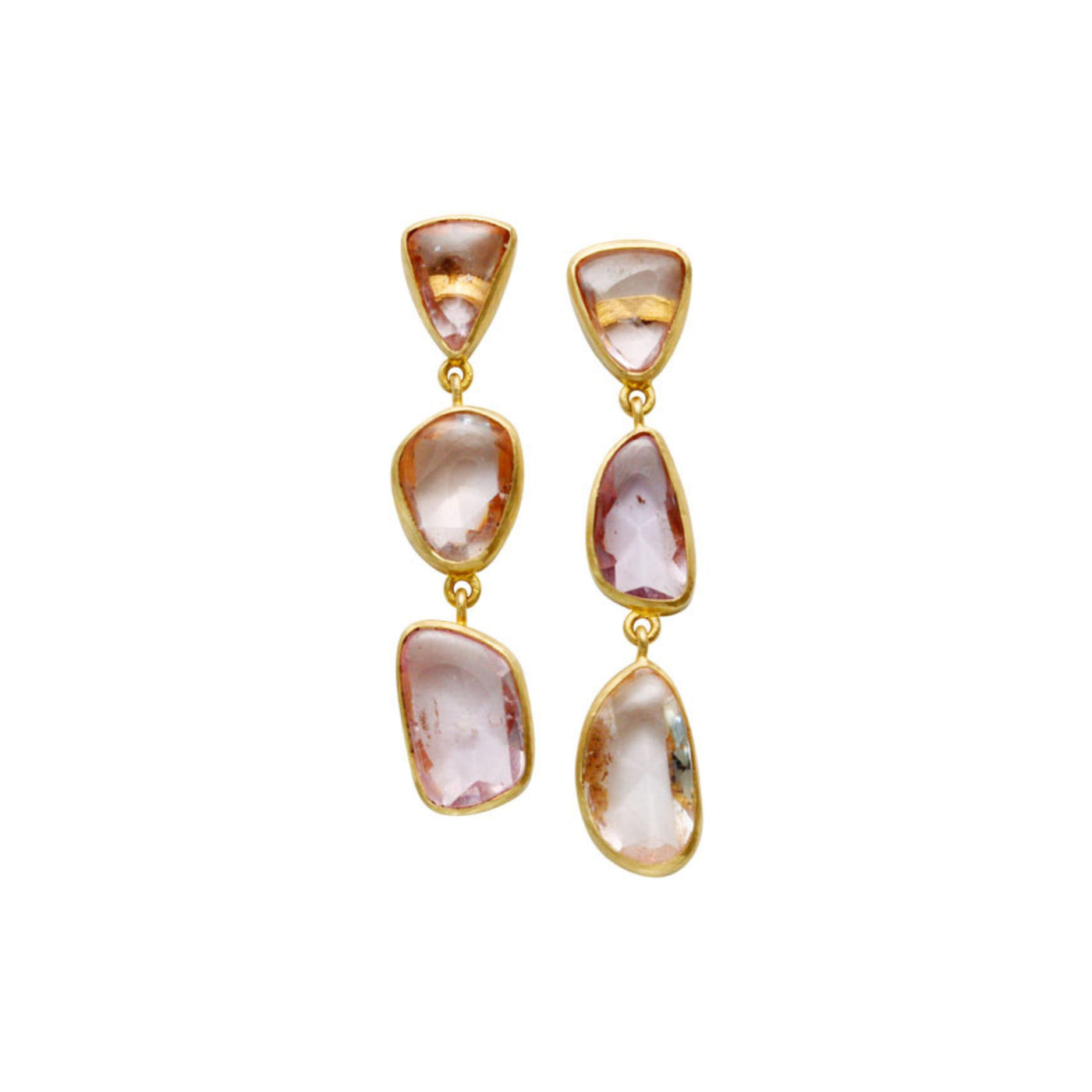 18k Yellow Gold Pink Sapphire Earrings