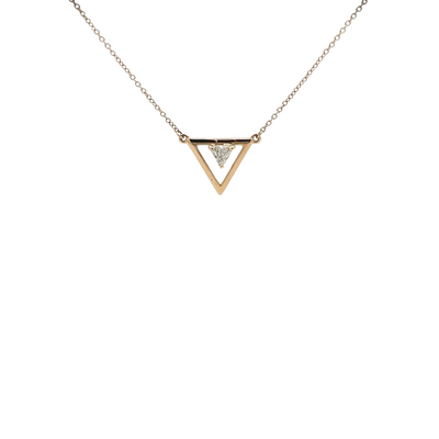 14k Gold 0.22ctw Diamond Triangle Pendant Necklace