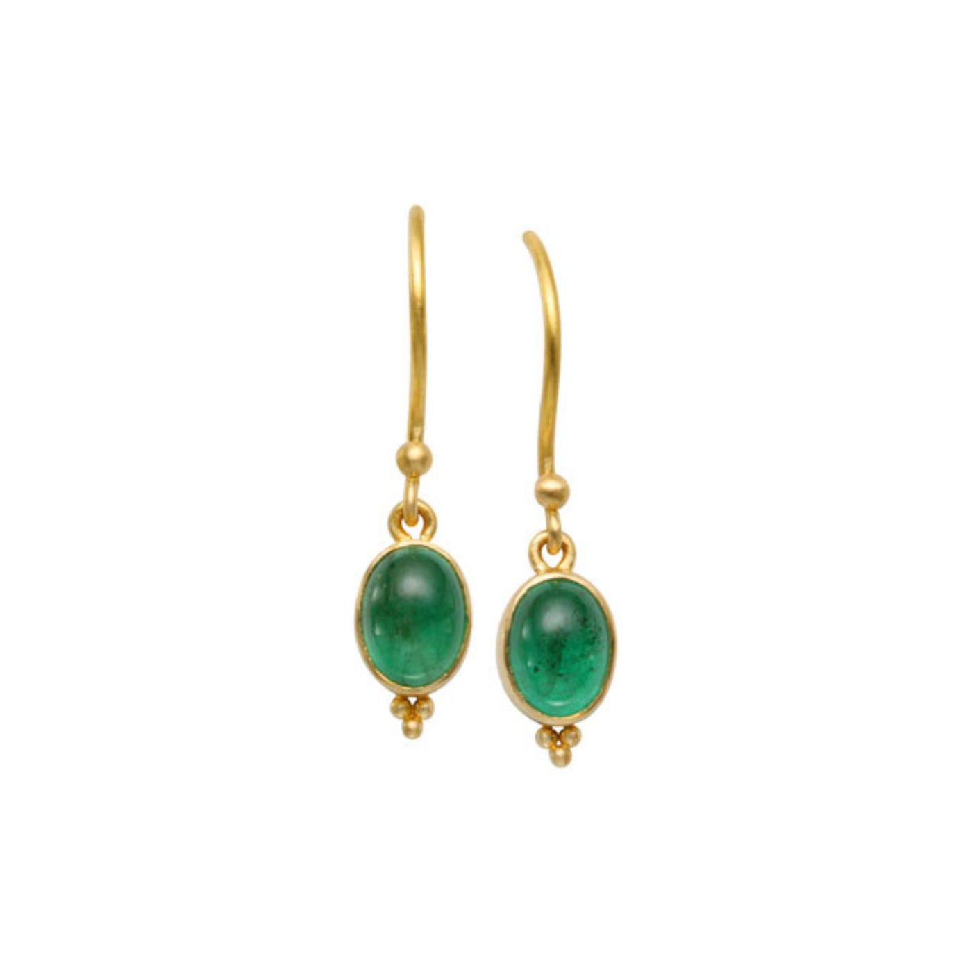 18k Yellow Gold Emerald Earrings