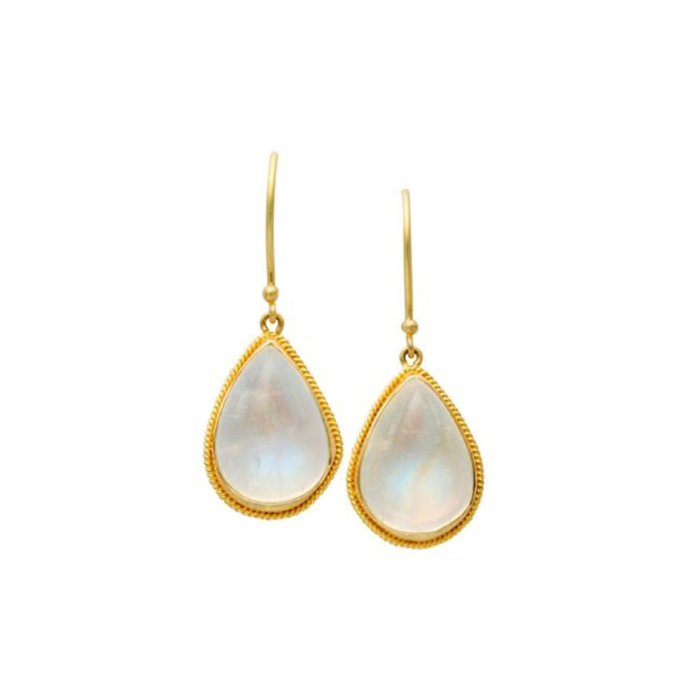18k Gold Pear Moonstone Earrings