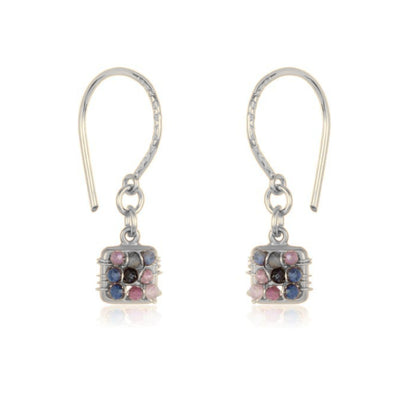 Sterling Silver Mixed Sapphire Bead Earrings