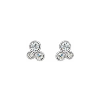 14k White 0.7ctw Diamond Geometric Cluster Earrings