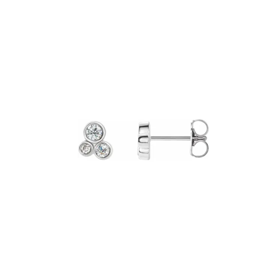 14k White 0.7ctw Diamond Geometric Cluster Earrings