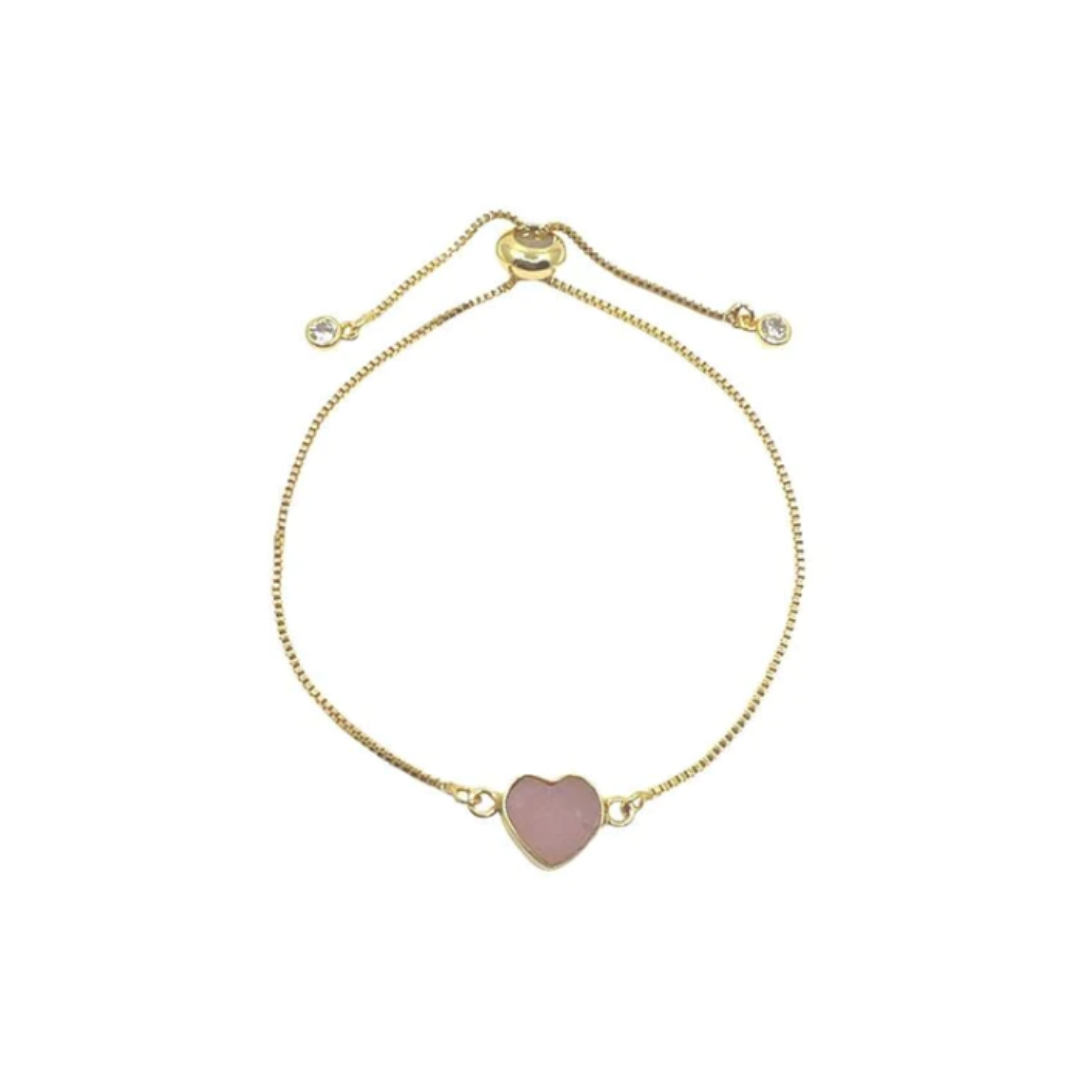 14k Gold Filled Pink Opal Heart Bracelet