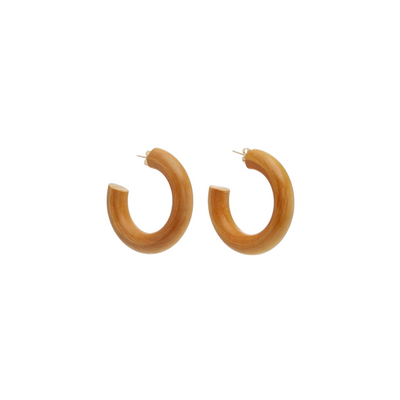 14k Gold Filled Pine Wood Hoop Earrings