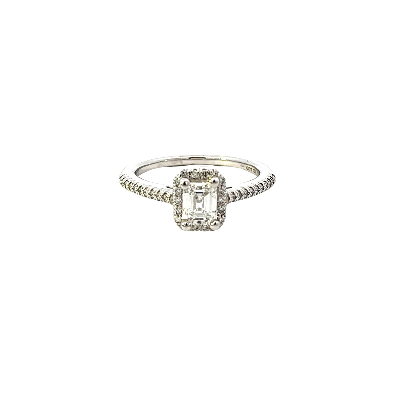 14k White Gold Grown 1CTW Emerald Cut Ring