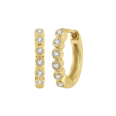 14k Gold 0.10ctw Round Diamond Petite Huggie Earrings