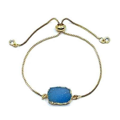 14K Gold Plated Blue Druzy Bracelet