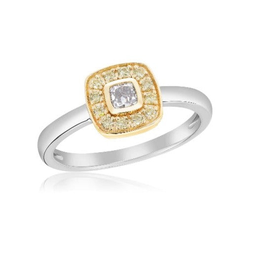 14k Yellow and White Gold Grey Diamond Ring