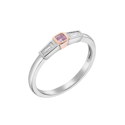14k Fancy Pink + White Diamond with Diamond Ring